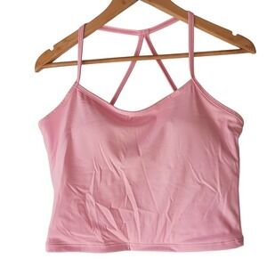 ABOCIW Pink Athletic Racerback Cropped‎ Tank Top Women's Size Large Gym Yoga